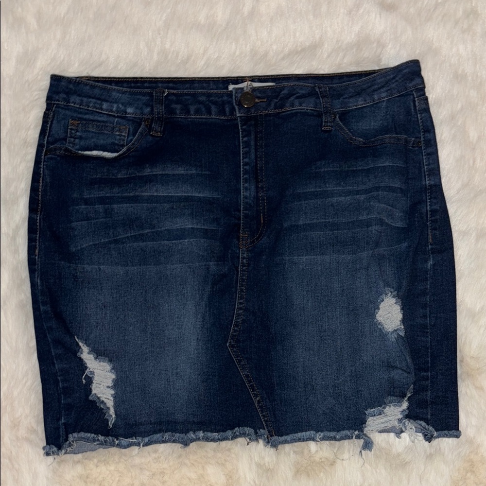 Refuge Blue Mini Pencil Skirt Casual